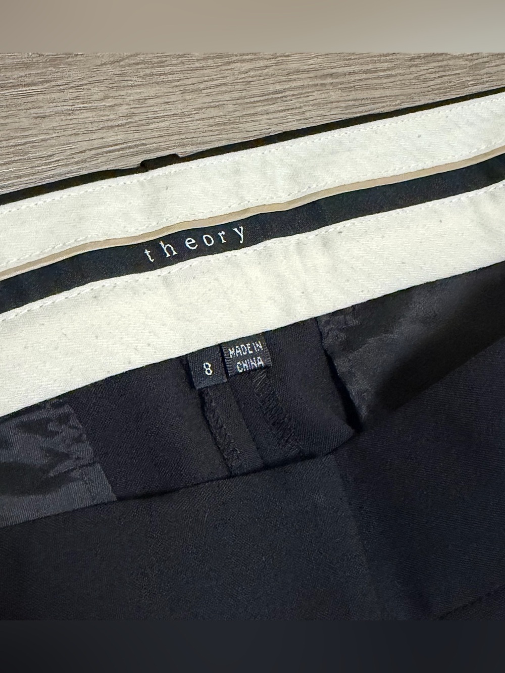 Theory Women's Max C Tailor Wool Blend Stretch Dress Pants Black Size 8 - Picture 6 of 10
